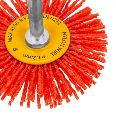 Щетка для дрели Denzel, 65 мм, Плоская, со шпилькой, нейлоновая щетина, 74433 купить в Уфе