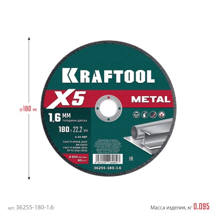 Круги отрезные абразивные, по металлу 36255-180-1.6 купить в Уфе