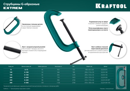 Струбцина KRAFTOOL EXTREM, тип G 32229-250-90 купить в Уфе