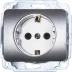 Розетка СВЕТОЗАР &quot;ГАММА&quot; с заземлением, одинарная, без вставки и рамки, цвет светло-серый металлик,16А/~250В SV-54105-SM купить в Уфе