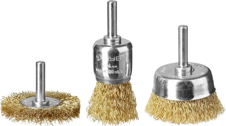 ЗУБР "ПРОФЕССИОНАЛ". Набор щеток для дрели, витая стальная латунированная проволока 0,3мм, 24/50/50мм, 3шт 3530-H3_z02 купить в Уфе