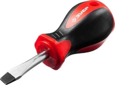 Отвертка ЗУБР "МАСТЕР", "STUBBY" ( бочка ), Cr-v, эргономичная двухкомпонентная рукоятка, SL6,0x38мм 25061-38-6.0_z02 купить в Уфе