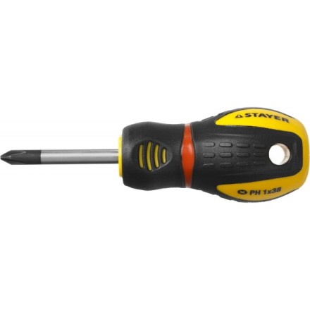 Отвертка STAYER &quot;PROFESSIONAL&quot; &quot;PROTech&quot;, двухкомп рукоятка, намагниченная, Cr-Mo, PH1x38мм 25132-1-38_z02 купить в Уфе