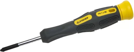 Отвертка STAYER &quot;PROFESSIONAL&quot; &quot;MAX-GRIP&quot; для точн работ, Cr-V, двухкомп рукоятка, магнит наконечник, PH №1x40мм 25826-1-040 G купить в Уфе