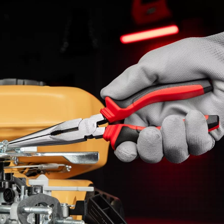 Длинногубцы прямые Matrix, 200 мм, хром-ванадий, двухкомпонентные рукоятки, 17311 купить в Уфе