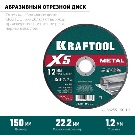 Круги отрезные абразивные, по металлу 36255-150-1.2 купить в Уфе