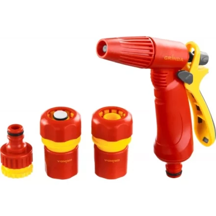 Набор GRINDA поливочный: Распылитель пистолетный с регулируемым соплом, соединитель 1/2&quot;, соединитель 1/2&quot; с автостопом, адаптер внешний 1/2&quot;-3/4&quot; 8-427386_z02 купить в Уфе
