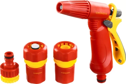 Набор GRINDA поливочный: Распылитель пистолетный с регулируемым соплом, соединитель 1/2&quot;, соединитель 1/2&quot; с автостопом, адаптер внешний 1/2&quot;-3/4&quot; 8-427386_z02 купить в Уфе