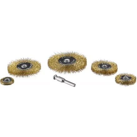 ЗУБР &quot;ПРОФЕССИОНАЛ&quot;. Набор щеток дисковых для дрели, витая стальная латунированная проволока 0,3мм, 5 шт 3521-H5_z02 купить в Уфе