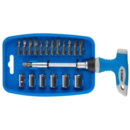 Отвертка ЗУБР &quot;МАСТЕР&quot; реверсивная, пистолетная двухкомпонентная рукоятка, 21 предмет 25411-H21 купить в Уфе