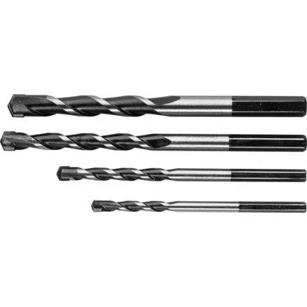 Набор ЗУБР Свёрла &quot;СУПЕР-6&quot; по бетону ударные, с шестигранным хвостовиком, 5-6-8-10 мм, 4шт 2916-H4 купить в Уфе