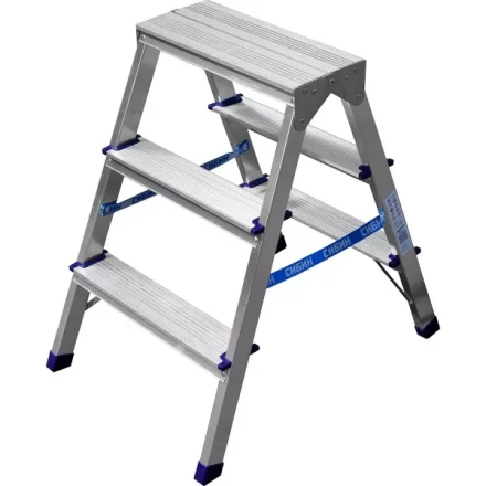 Лестница-стремянка двухсторонняя алюминиевая, СИБИН 38825-03, 3 ступени 38825-03 купить в Уфе