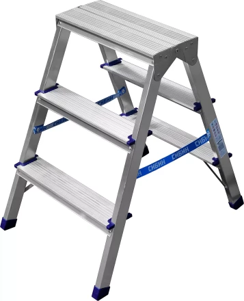 Лестница-стремянка двухсторонняя алюминиевая, СИБИН 38825-03, 3 ступени 38825-03 купить в Уфе