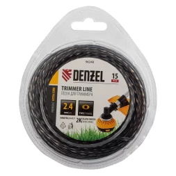 Леска для триммера двухкомпонентная эллипс 2,4мм х 15м, блистер EXTRA CORD, Denzel 96248