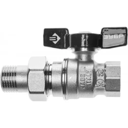 Кран шаровой ЗУБР полнопроходной с накидной гайкой "мама-папа", бабочка, никелированная латунь, 1/2" 4-51327-C-1/2