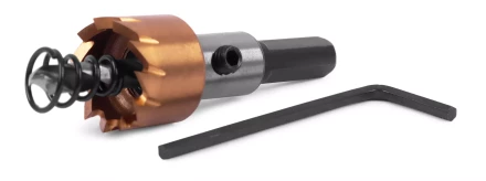 HSS-TiN коронка MESSER  18мм с центр. сверлом и толкающей пружиной для  лист. материала  до 2 мм ц/х купить в Уфе