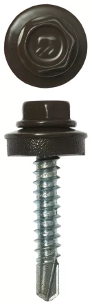 Саморезы ЗУБР окраш., RAL 8028 земел.-коричн., для крепл. кров. матер. к дерев. обреш., 4.8х29мм, 2500шт 4-300310-48-029-8028 купить в Уфе