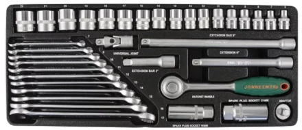 Набор головок торцевых 3/8&quot;DR 6-22мм ключи комбинированные 7-17мм 36предметов Jonnesway S04Н3536S 47394 купить в Уфе