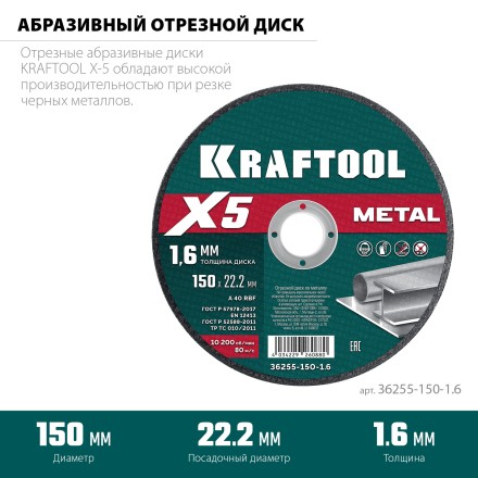 Круги отрезные абразивные, по металлу 36255-150-1.6 купить в Уфе