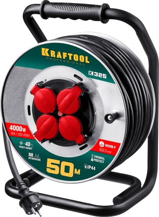 Силовые удлинители на стальной катушке  HEAVY DUTY 4.0, кабель КГ 3х2,5 кв мм 55086-50 купить в Уфе