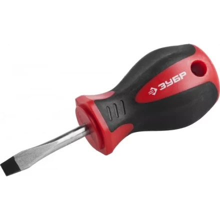 Отвертка ЗУБР "МАСТЕР", "STUBBY" ( бочка ), Cr-v, эргономичная двухкомпонентная рукоятка, SL4,7x38мм 25061-38-4.7_z02 купить в Уфе