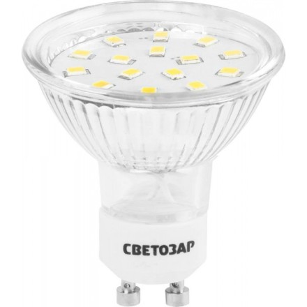 Лампы СВЕТОЗАР светодиодные &quot;LED technology&quot;, цоколь GU10, теплый белый свет (3000К), 220В, 3Вт (25) 44560-25_z01 купить в Уфе