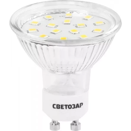 Лампы СВЕТОЗАР светодиодные &quot;LED technology&quot;, цоколь GU10, теплый белый свет (3000К), 220В, 3Вт (25) 44560-25_z01 купить в Уфе