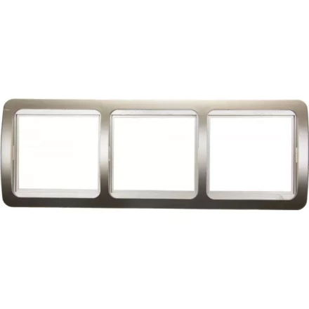 Панель СВЕТОЗАР &quot;ГАММА&quot; накладная, горизонтальная, цвет золотой металлик, 3 гнезда SV-54148-GM купить в Уфе