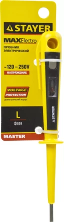 STAYER &quot;MASTER&quot;. Пробник напряжения с цельнолитым диэлектрическим корпусом, 120-250В, 150мм 45280 купить в Уфе