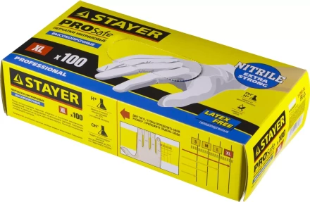 Перчатки STAYER &quot;PROFI&quot; нитриловые экстратонкие, XL, 100шт 11203-XL купить в Уфе