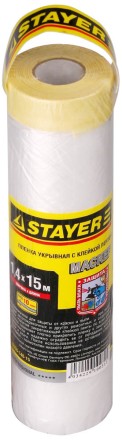 Пленка STAYER &quot;PROFESSIONAL&quot; защитная с клейкой лентой &quot;МАСКЕР&quot;, HDPE, 9мкм, 1,4х15м 12255-140-15 купить в Уфе
