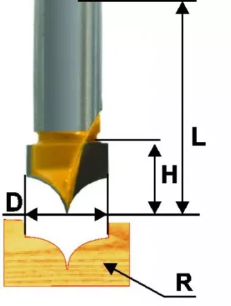 Фреза пазовая фасонная Ф10Х8 мм R48 мм хвостовик 8 мм 46133 купить в Уфе
