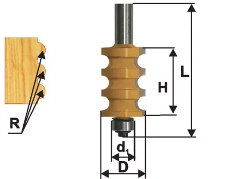 Фреза кромочная фигурная Ф223Х254 мм R32 мм хвостовик 12 мм 46427 купить в Уфе