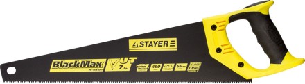 Ножовка универсальная (пила) STAYER BlackMAX 450 мм, 7TPI, тефлон покрытие, рез вдоль и поперек волокон, для средних заготовок, фанеры, ДСП, МДФ 2-15081-45 купить в Уфе