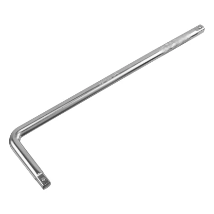 Вороток Г-образный, 375*100 мм, квадрат 1/2&quot;, CrV, матовый хром Denzel 14067 купить в Уфе