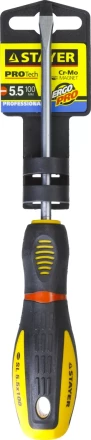 Отвертка STAYER &quot;PROFI&quot; &quot;PROTech&quot;, двухкомп рукоятка, намагниченная, Cr-Mo, SL5,5x100мм 25131-05-10_z02 купить в Уфе