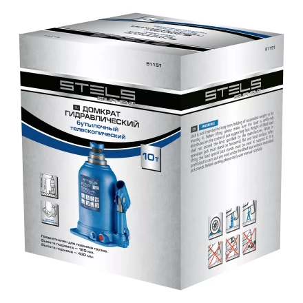 Домкрат гидравлический бутылочный телескопический Stels 51151, 10 т, подъем 180-430 мм купить в Уфе
