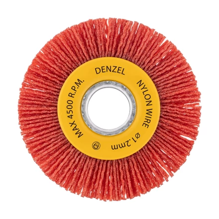 Щетка для УШМ, 100 мм, плоская, нейлоновая щетина, посадка 22,2 мм Denzel 74437 купить в Уфе