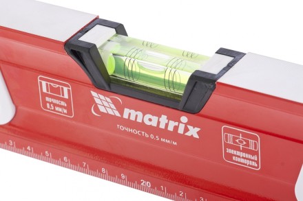 Уровень алюминиевый магнитный 600 мм с зеркальным глазком MATRIX 2 компонентные рукоятки артикул 34731 купить в Уфе