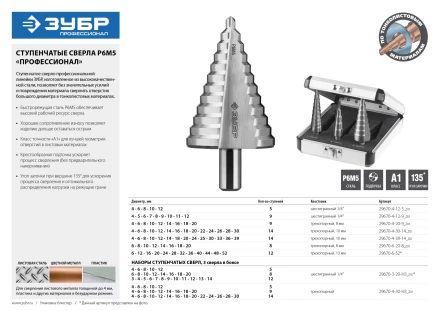 Сверла ступенчатые сталь Р6М5 серия ПРОФЕССИОНАЛ купить в Уфе