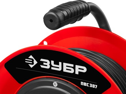 Удлинитель на катушке &quot;ПВС 307&quot;, 50 м, 2500 Вт, 4 гнезда, ПВС 3х0,75 кв мм, ЗУБР 55083-50 купить в Уфе