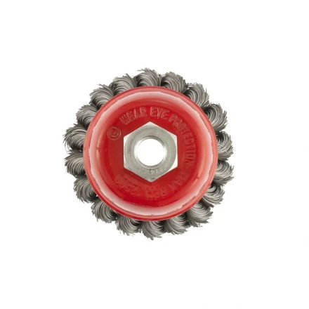 Щетка для УШМ 75 мм М14 &quot;чашка&quot; двухрядная крученая проволока 0,35 мм MTX 74676 купить в Уфе