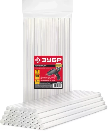 ЗУБР 11 х 300 мм, 34 шт, прозрачные универсальные клеевые стержни (06854-34) купить в Уфе