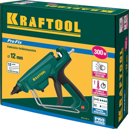 Пистолет клеевой (термоклеящий) &quot;PRO&quot;, KRAFTOOL 06843-300-12, электр, двухкомп корпус, регулятор темп, выход клея 1,5 кг/час, d=12мм, 300Вт 06843-300-12 купить в Уфе