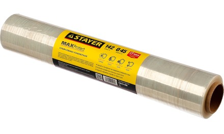 Стрейч-пленка &quot;MAXProtect&quot; упаковочная, ручная, 17мкм, 0,45 х 142 м, STAYER Master 12610-450 купить в Уфе